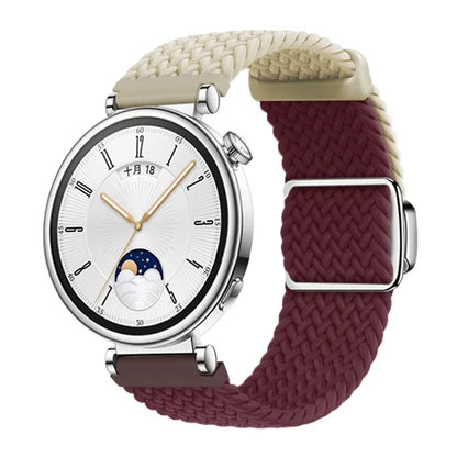 For Huawei Watch GT 4 41mm Universal 18mm Watch Strap Woven Wrist Band with Silver Magnetic Buckle
