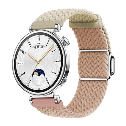 For Huawei Watch GT 4 41mm Universal 18mm Watch Strap Woven Wrist Band with Silver Magnetic Buckle