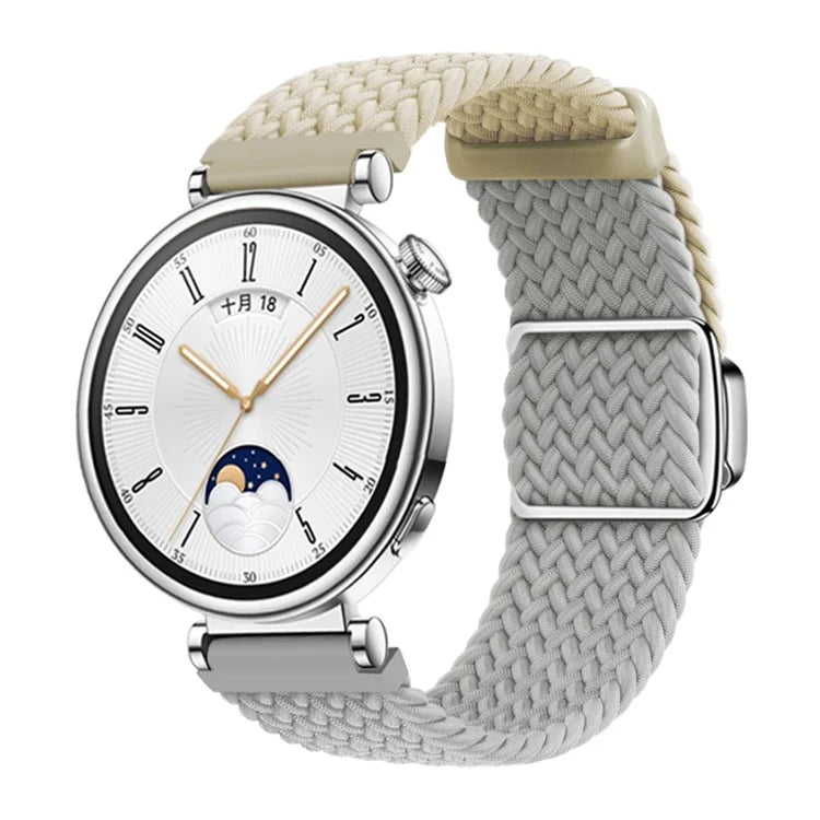 For Huawei Watch GT 4 41mm Universal 18mm Watch Strap Woven Wrist Band with Silver Magnetic Buckle