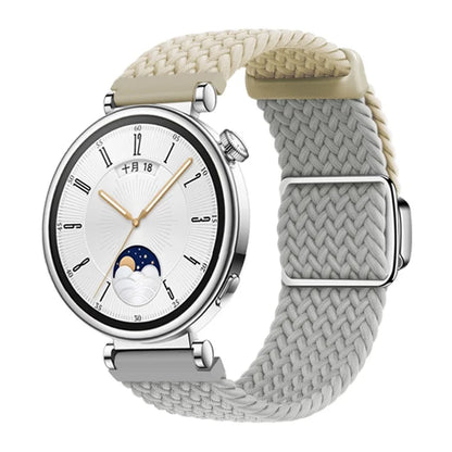 For Huawei Watch GT 4 41mm Universal 18mm Watch Strap Woven Wrist Band with Silver Magnetic Buckle