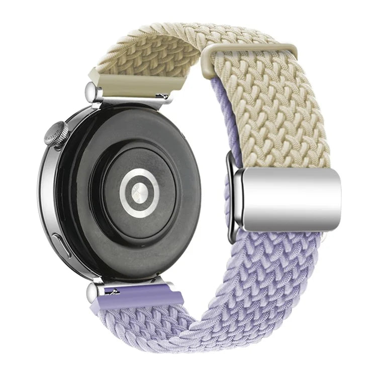 For Huawei Watch GT 4 41mm Universal 18mm Watch Strap Woven Wrist Band with Silver Magnetic Buckle