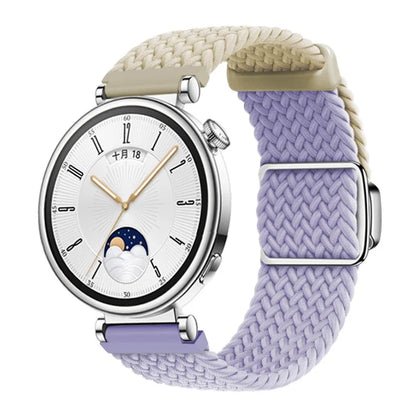 For Huawei Watch GT 4 41mm Universal 18mm Watch Strap Woven Wrist Band with Silver Magnetic Buckle