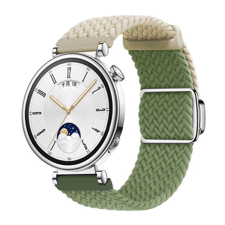 For Huawei Watch GT 4 41mm Universal 18mm Watch Strap Woven Wrist Band with Silver Magnetic Buckle