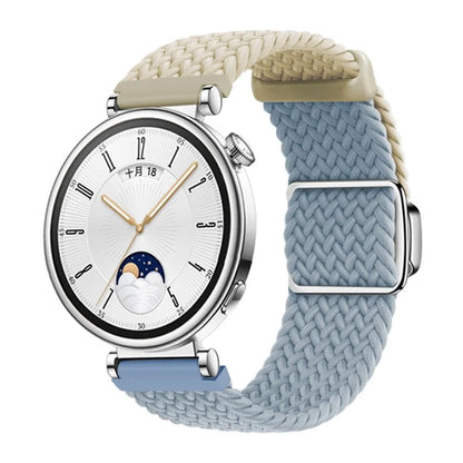 For Huawei Watch GT 4 41mm Universal 18mm Watch Strap Woven Wrist Band with Silver Magnetic Buckle