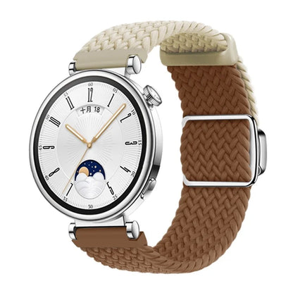 For Huawei Watch GT 4 41mm Universal 18mm Watch Strap Woven Wrist Band with Silver Magnetic Buckle