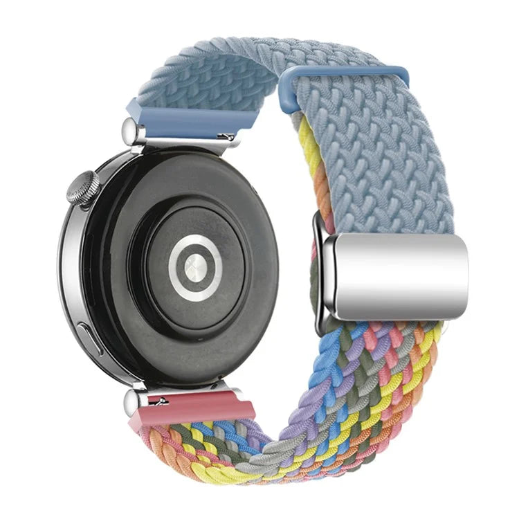 For Huawei Watch GT 4 41mm Universal 18mm Watch Strap Woven Wrist Band with Silver Magnetic Buckle