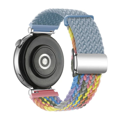 For Huawei Watch GT 4 41mm Universal 18mm Watch Strap Woven Wrist Band with Silver Magnetic Buckle