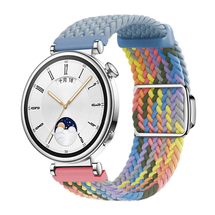 For Huawei Watch GT 4 41mm Universal 18mm Watch Strap Woven Wrist Band with Silver Magnetic Buckle