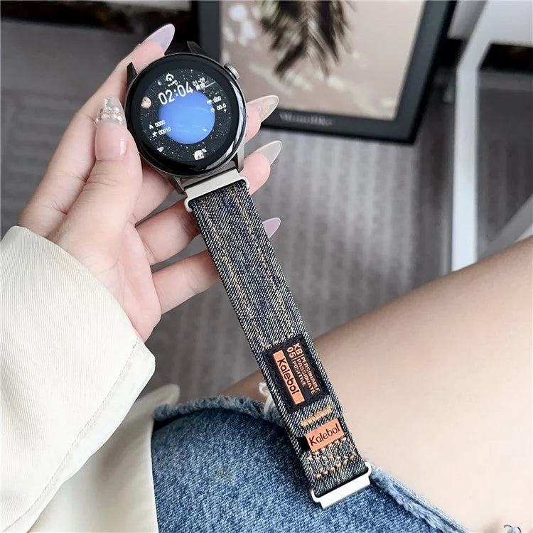 KALEBOL For Huawei Watch GT 4 41mm Universal Denim Smart Watch Strap 18mm Magic Tape Adjustable Band