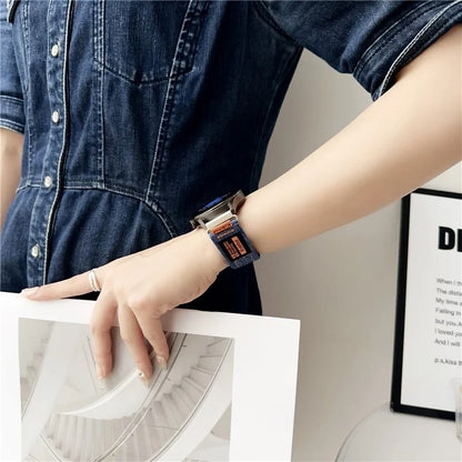 KALEBOL For Huawei Watch GT 4 41mm Universal Denim Smart Watch Strap 18mm Magic Tape Adjustable Band