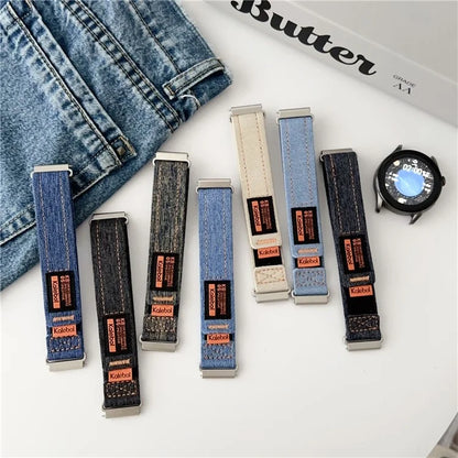 KALEBOL For Huawei Watch GT 4 41mm Universal Denim Smart Watch Strap 18mm Magic Tape Adjustable Band