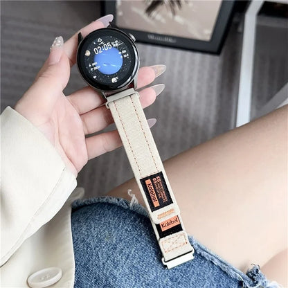 KALEBOL For Huawei Watch GT 3 42mm/GT 3 Pro 43mm Universal 20mm Replacement Smartwatch Strap Magic Tape Design Denim Wrist Band