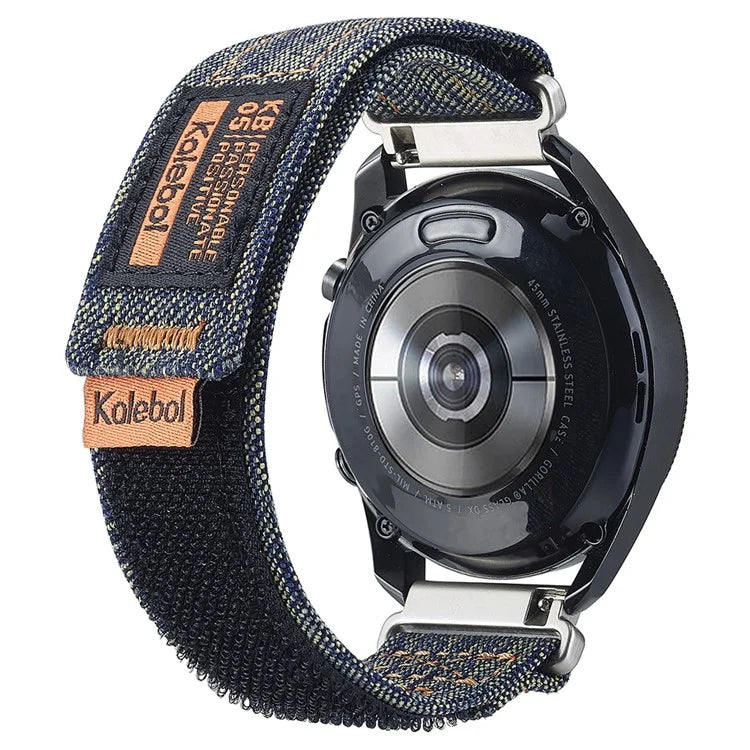 KALEBOL For Huawei Watch GT 3 42mm/GT 3 Pro 43mm Universal 20mm Replacement Smartwatch Strap Magic Tape Design Denim Wrist Band