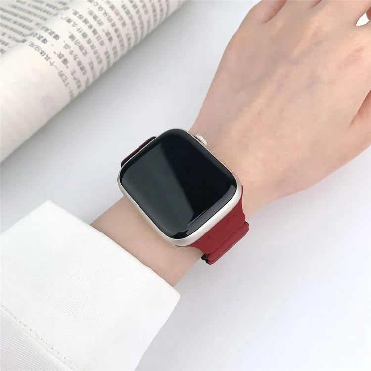 For Apple Watch Series 7 8 9 41mm  /  6 5 4 SE (2023) SE (2022) SE 40mm  /  3 2 1 38mm Bamboo Joint Silicone Strap