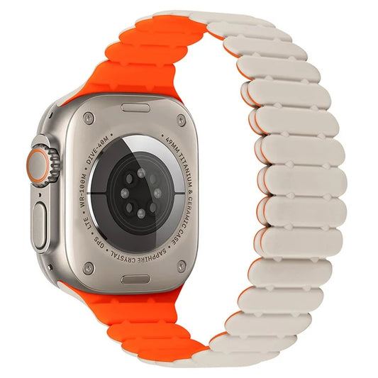 For Apple Watch Series 7 8 9 41mm  /  6 5 4 SE (2023) SE (2022) SE 40mm  /  3 2 1 38mm Bamboo Joint Silicone Strap+Orange