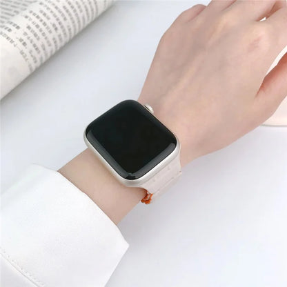 For Apple Watch Series 7 8 9 41mm  /  6 5 4 SE (2023) SE (2022) SE 40mm  /  3 2 1 38mm Bamboo Joint Silicone Strap+Orange