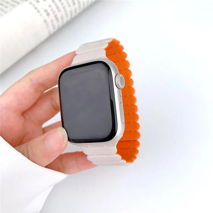 For Apple Watch Ultra 2 Ultra 49mm  /  Series 9 8 7 45mm  /  6 5 4 SE (2022) SE (2023) SE 44mm  /  3 2 1 42mm Bamboo Joint Strap+Orange