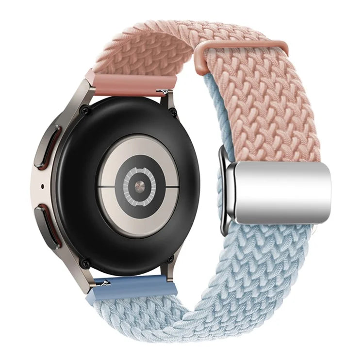 For Huawei Watch GT 3 42mm / GT 3 Pro 43mm Universal 20mm Woven Strap Magnetic Silver Buckle Watch Band