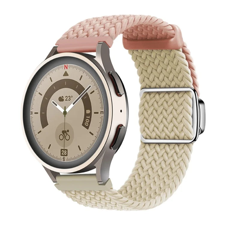 For Huawei Watch GT 3 42mm / GT 3 Pro 43mm Universal 20mm Woven Strap Magnetic Silver Buckle Watch Band