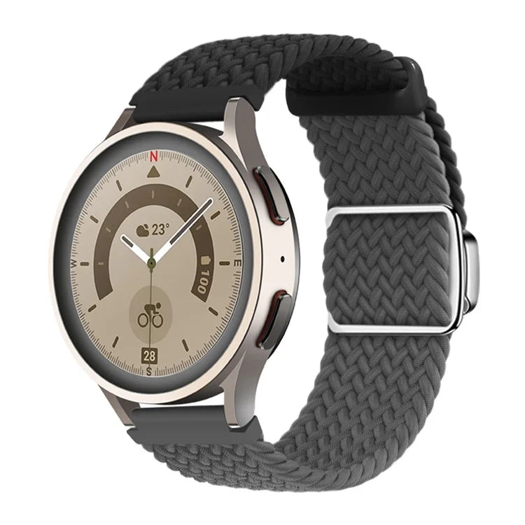 For Huawei Watch GT 3 42mm / GT 3 Pro 43mm Universal 20mm Woven Strap Magnetic Silver Buckle Watch Band
