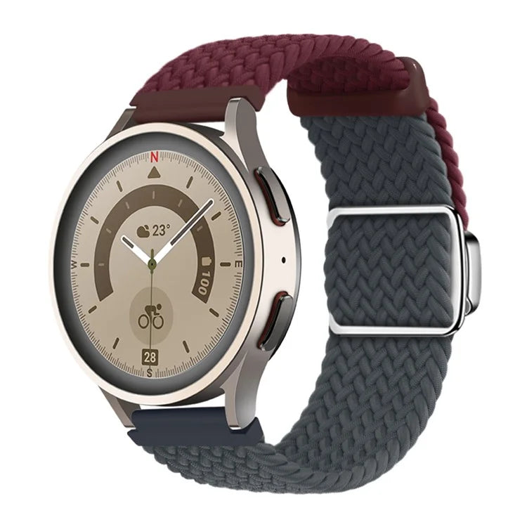 For Huawei Watch GT 3 42mm / GT 3 Pro 43mm Universal 20mm Woven Strap Magnetic Silver Buckle Watch Band