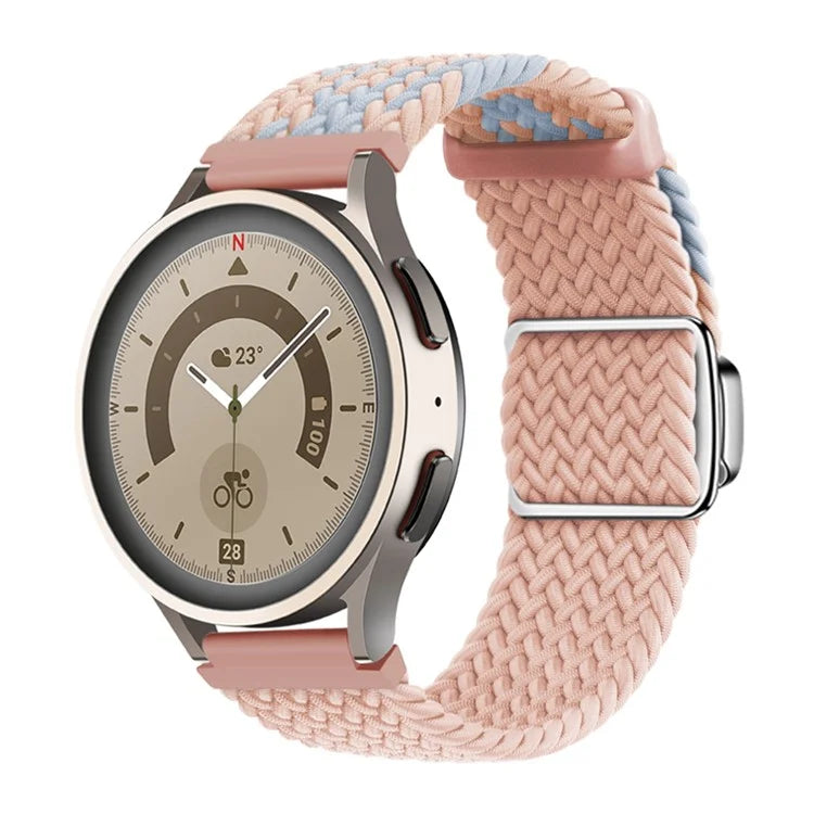 For Huawei Watch GT 3 42mm / GT 3 Pro 43mm Universal 20mm Woven Strap Magnetic Silver Buckle Watch Band