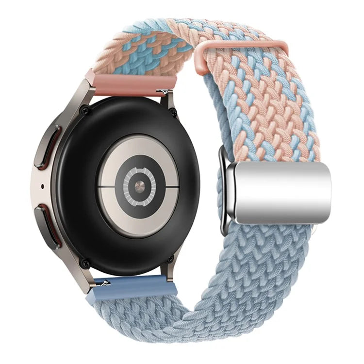 For Huawei Watch GT 3 42mm / GT 3 Pro 43mm Universal 20mm Woven Strap Magnetic Silver Buckle Watch Band