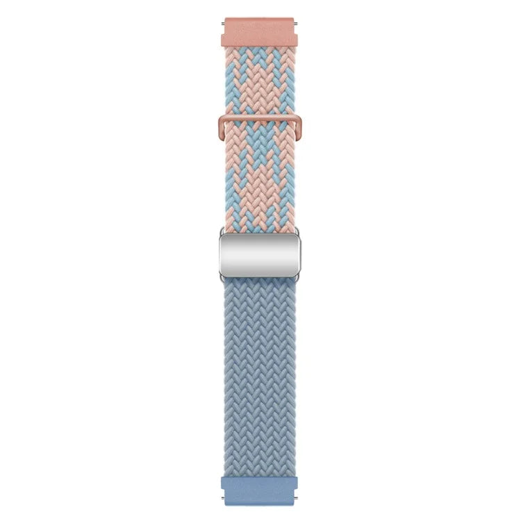 For Huawei Watch GT 3 42mm / GT 3 Pro 43mm Universal 20mm Woven Strap Magnetic Silver Buckle Watch Band