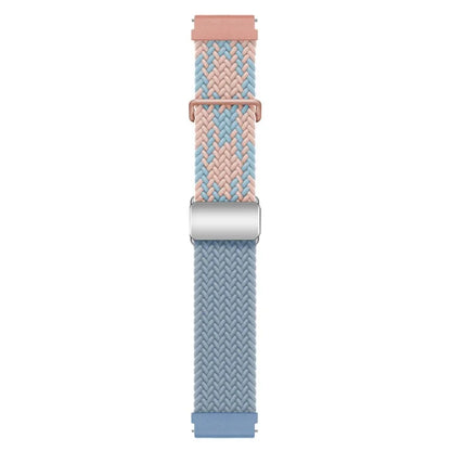 For Huawei Watch GT 3 42mm / GT 3 Pro 43mm Universal 20mm Woven Strap Magnetic Silver Buckle Watch Band