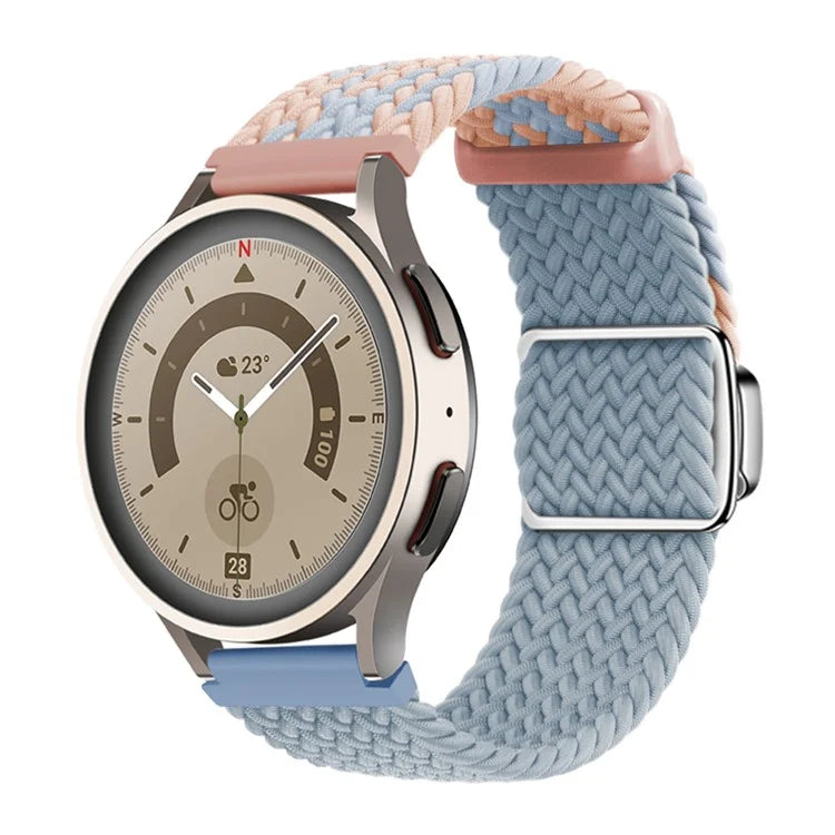 For Huawei Watch GT 3 42mm / GT 3 Pro 43mm Universal 20mm Woven Strap Magnetic Silver Buckle Watch Band