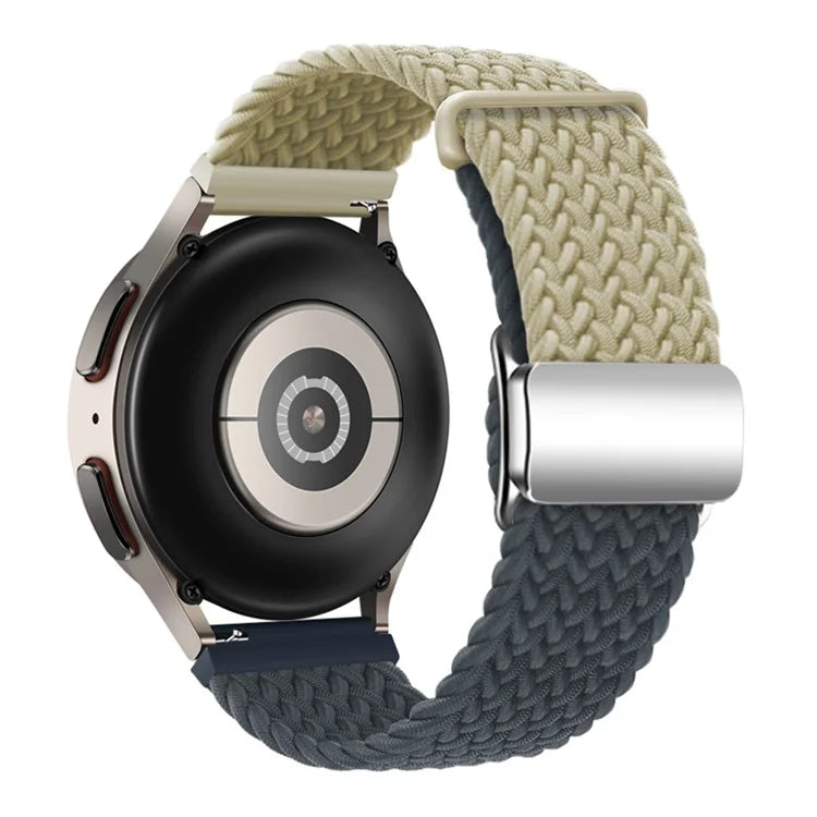 For Huawei Watch GT 3 42mm / GT 3 Pro 43mm Universal 20mm Woven Strap Magnetic Silver Buckle Watch Band