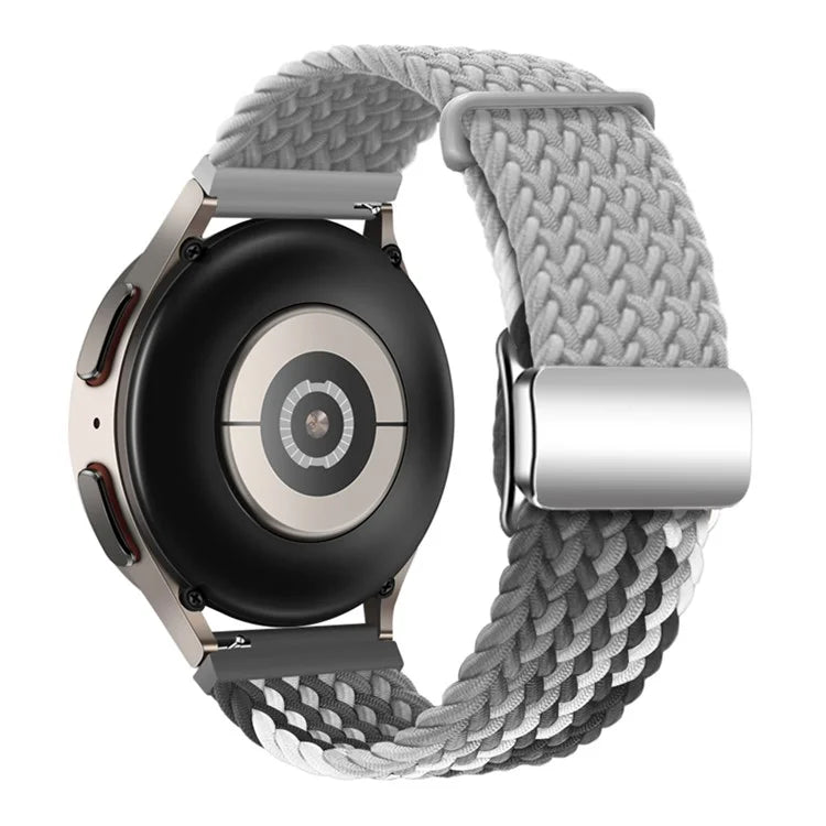 For Huawei Watch GT 3 42mm / GT 3 Pro 43mm Universal 20mm Woven Strap Magnetic Silver Buckle Watch Band