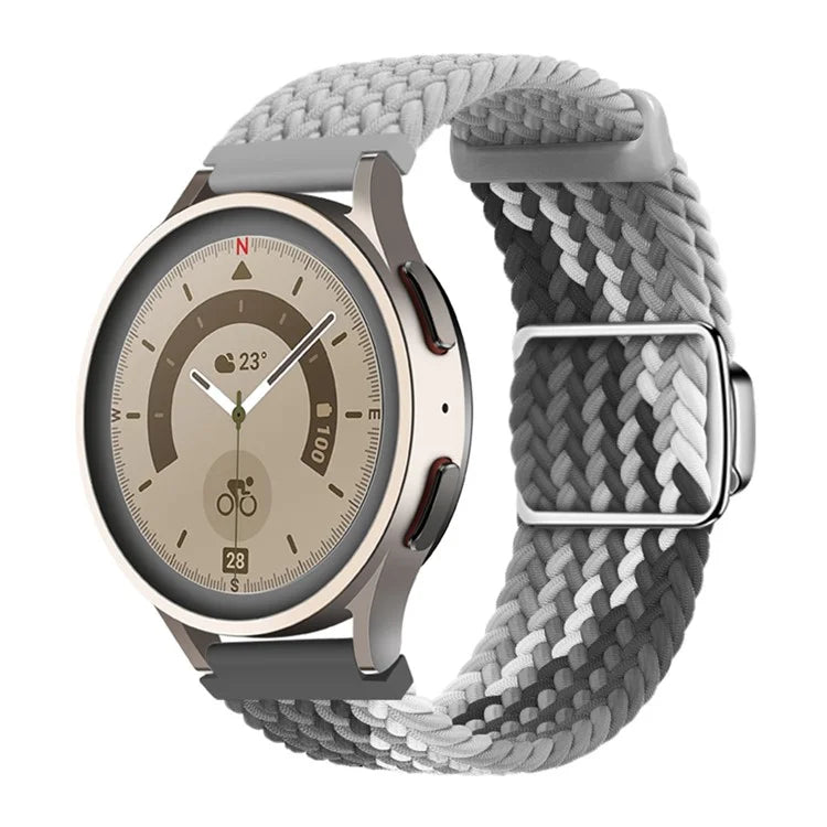 For Huawei Watch GT 3 42mm / GT 3 Pro 43mm Universal 20mm Woven Strap Magnetic Silver Buckle Watch Band
