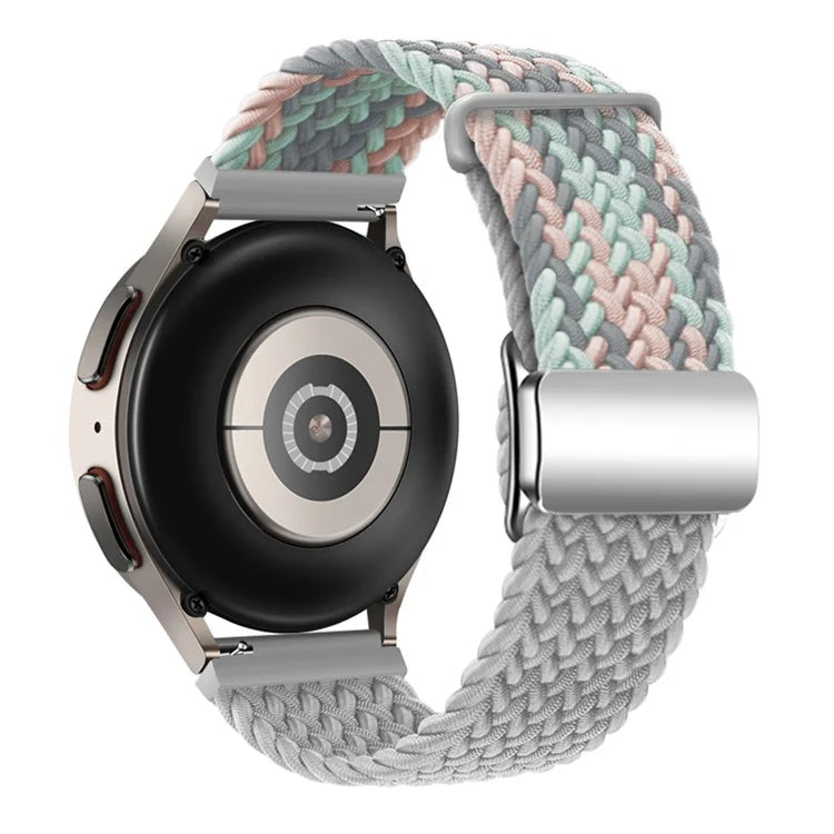 For Huawei Watch GT 3 42mm / GT 3 Pro 43mm Universal 20mm Woven Strap Magnetic Silver Buckle Watch Band