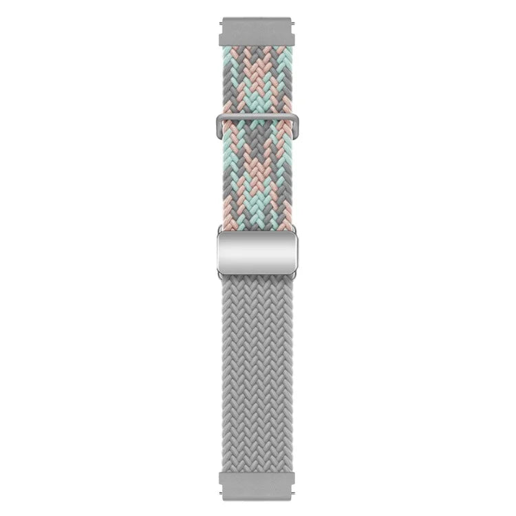 For Huawei Watch GT 3 42mm / GT 3 Pro 43mm Universal 20mm Woven Strap Magnetic Silver Buckle Watch Band