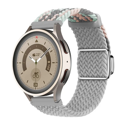 For Huawei Watch GT 3 42mm / GT 3 Pro 43mm Universal 20mm Woven Strap Magnetic Silver Buckle Watch Band