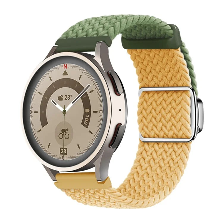 For Huawei Watch GT 3 42mm / GT 3 Pro 43mm Universal 20mm Woven Strap Magnetic Silver Buckle Watch Band