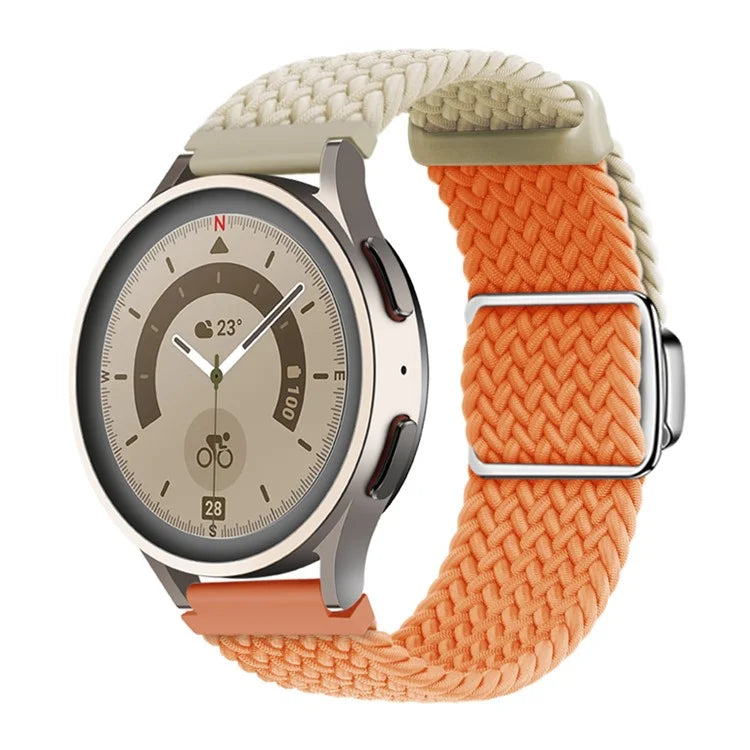 For Huawei Watch GT 3 42mm / GT 3 Pro 43mm Universal 20mm Woven Strap Magnetic Silver Buckle Watch Band