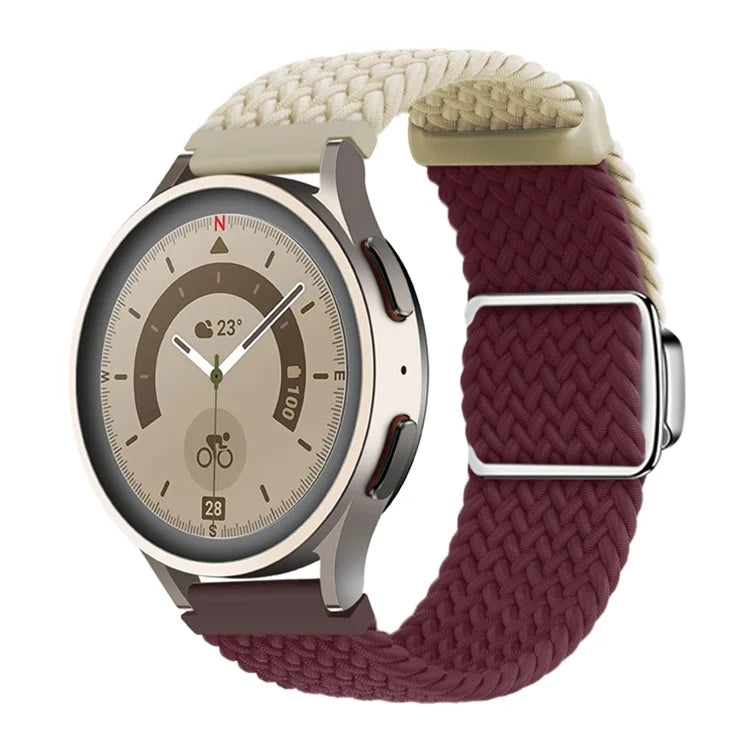 For Huawei Watch GT 3 42mm / GT 3 Pro 43mm Universal 20mm Woven Strap Magnetic Silver Buckle Watch Band