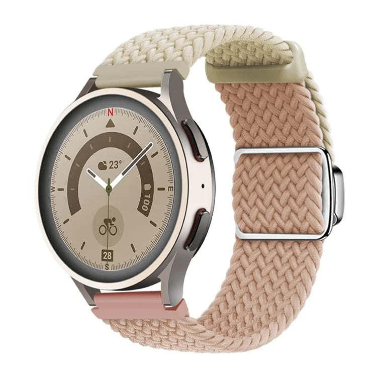 For Huawei Watch GT 3 42mm / GT 3 Pro 43mm Universal 20mm Woven Strap Magnetic Silver Buckle Watch Band