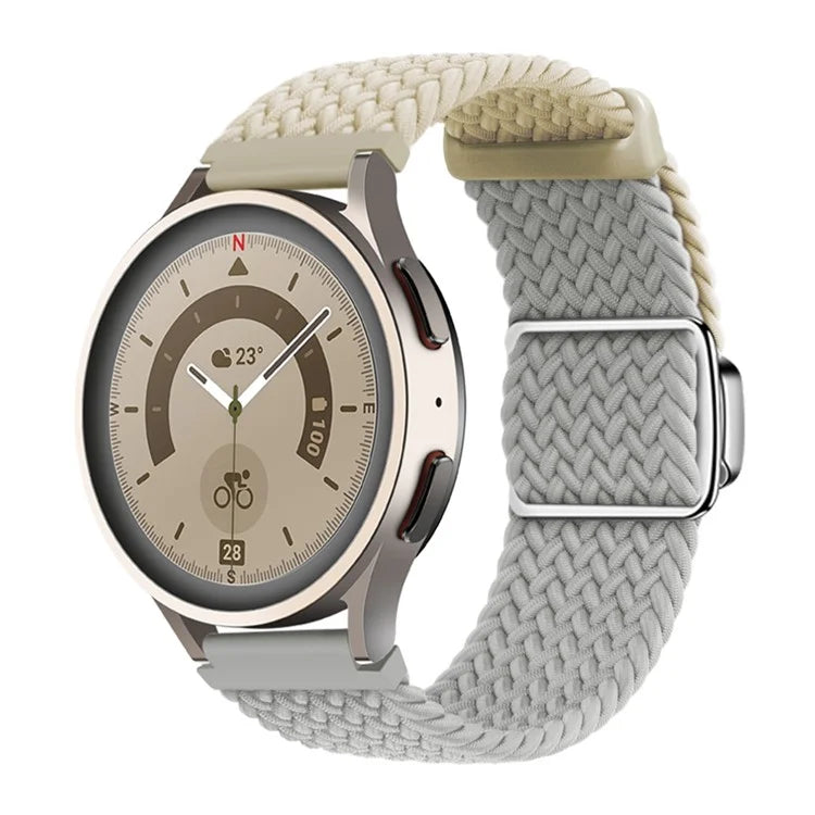 For Huawei Watch GT 3 42mm / GT 3 Pro 43mm Universal 20mm Woven Strap Magnetic Silver Buckle Watch Band