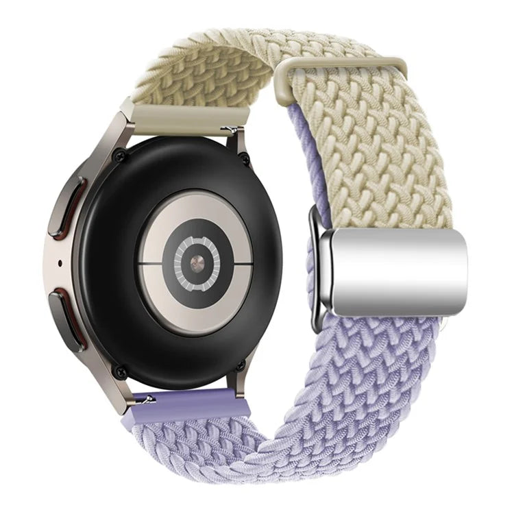 For Huawei Watch GT 3 42mm / GT 3 Pro 43mm Universal 20mm Woven Strap Magnetic Silver Buckle Watch Band