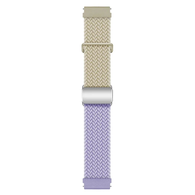 For Huawei Watch GT 3 42mm / GT 3 Pro 43mm Universal 20mm Woven Strap Magnetic Silver Buckle Watch Band