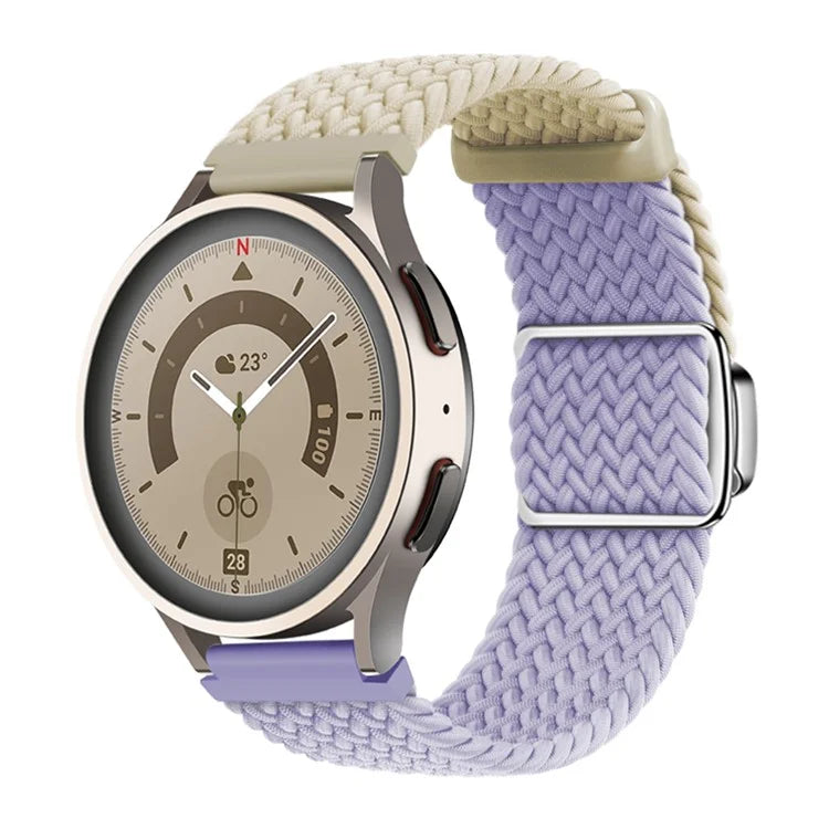 For Huawei Watch GT 3 42mm / GT 3 Pro 43mm Universal 20mm Woven Strap Magnetic Silver Buckle Watch Band