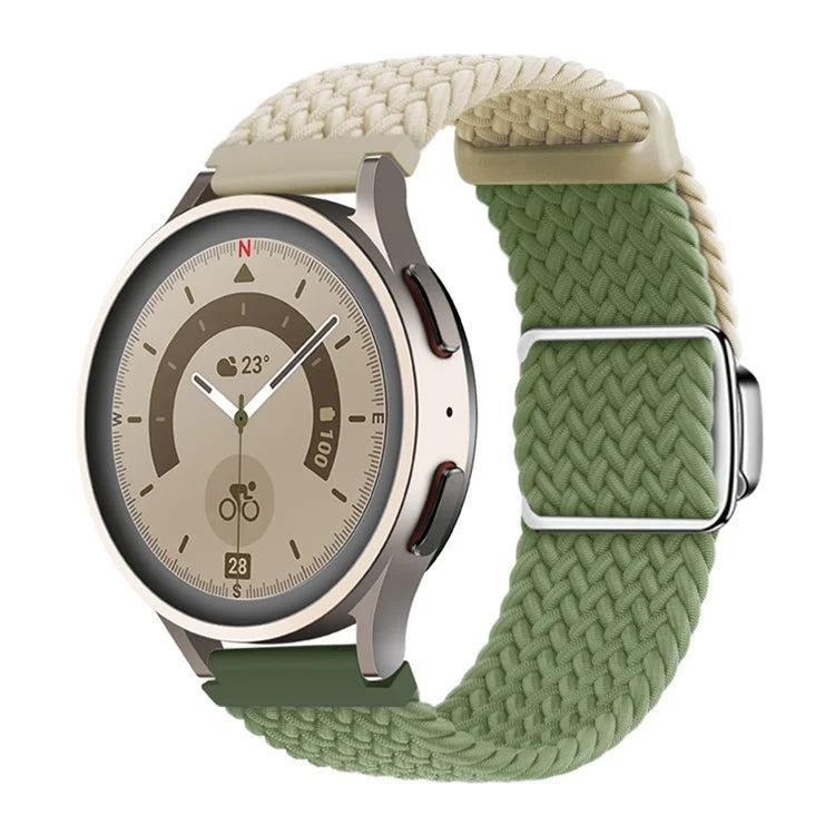For Huawei Watch GT 3 42mm / GT 3 Pro 43mm Universal 20mm Woven Strap Magnetic Silver Buckle Watch Band