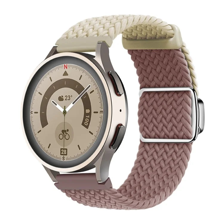 For Huawei Watch GT 3 42mm / GT 3 Pro 43mm Universal 20mm Woven Strap Magnetic Silver Buckle Watch Band