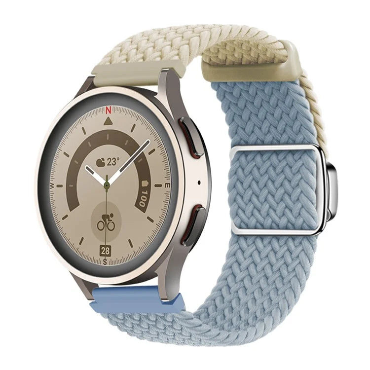 For Huawei Watch GT 3 42mm / GT 3 Pro 43mm Universal 20mm Woven Strap Magnetic Silver Buckle Watch Band