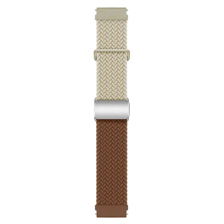 For Huawei Watch GT 3 42mm / GT 3 Pro 43mm Universal 20mm Woven Strap Magnetic Silver Buckle Watch Band