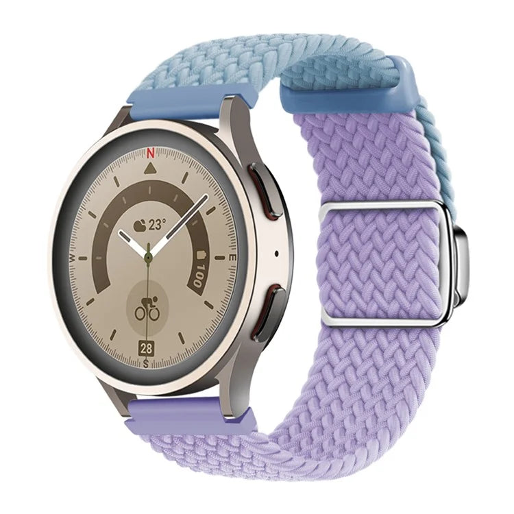 For Huawei Watch GT 3 42mm / GT 3 Pro 43mm Universal 20mm Woven Strap Magnetic Silver Buckle Watch Band