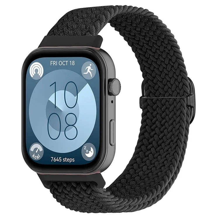 For Huawei Watch Fit 3 Adjustable Nylon Braided Watch Band Woven Style Wrist Strap